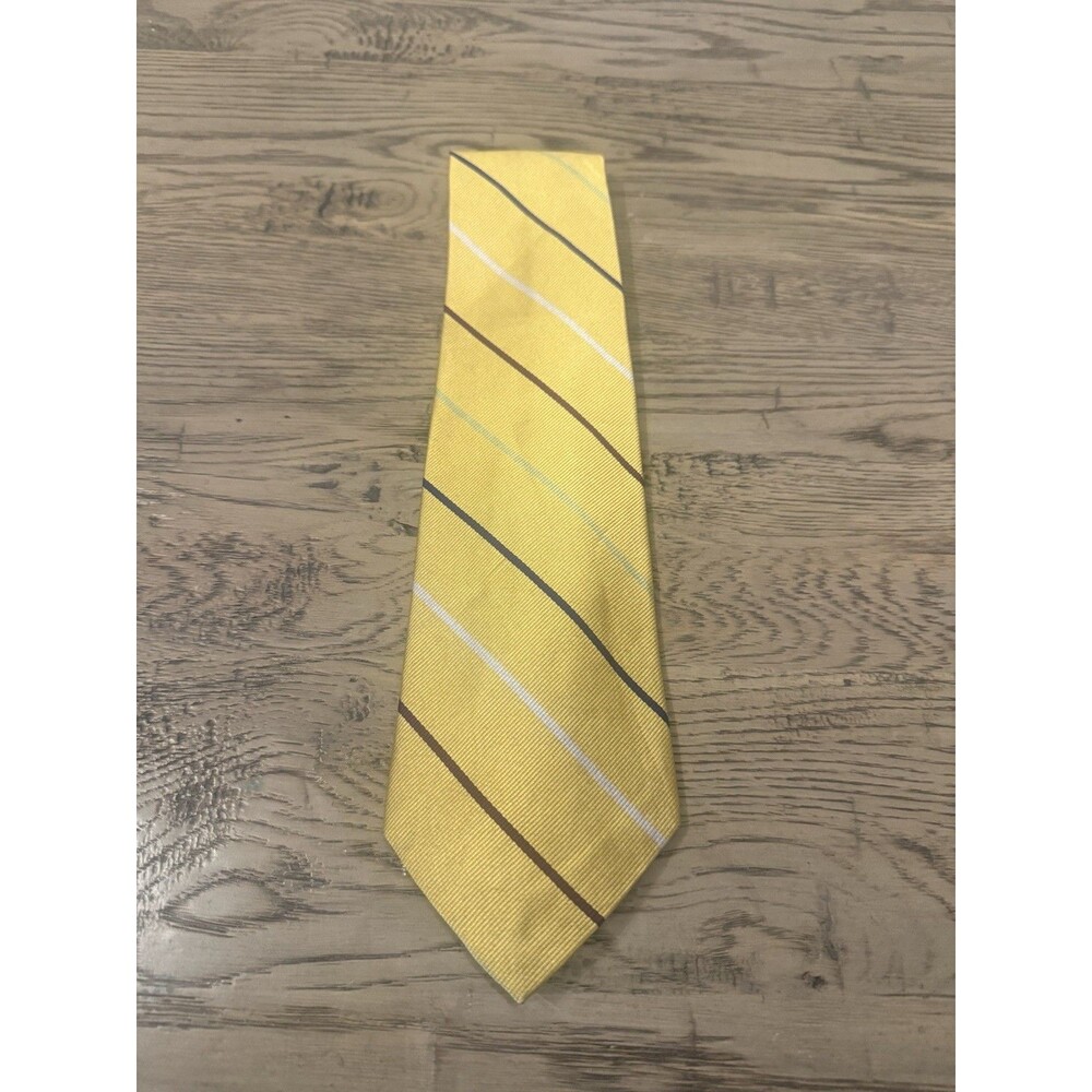 Robert Talbott Men's Yellow/White/Navy/Brown/Light Blue Striped Tie